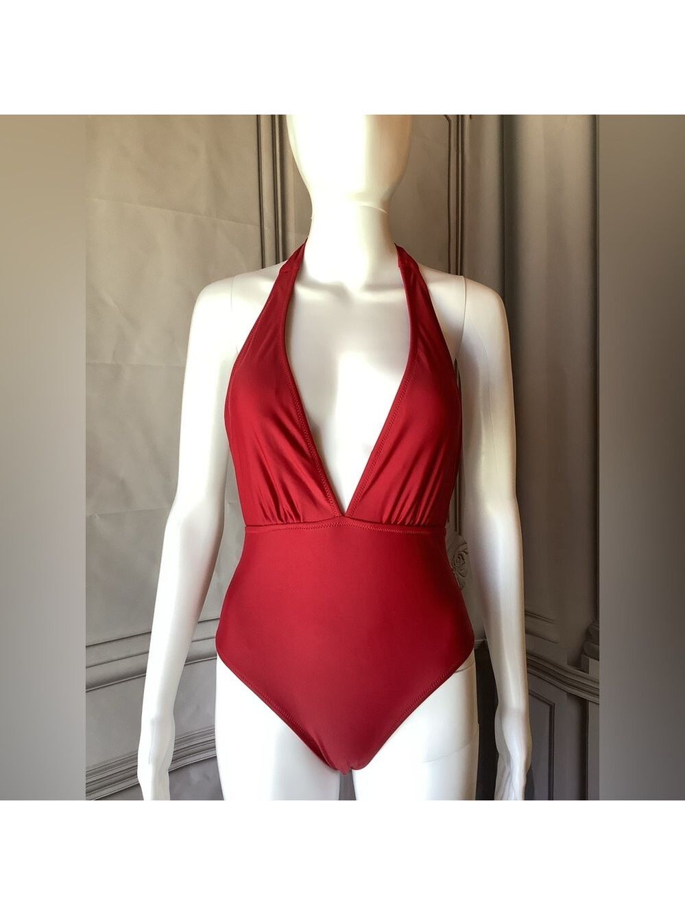 **CUPSHE** Women's One Piece Swimsuit Sexy Deep V Neck with Tie NWT